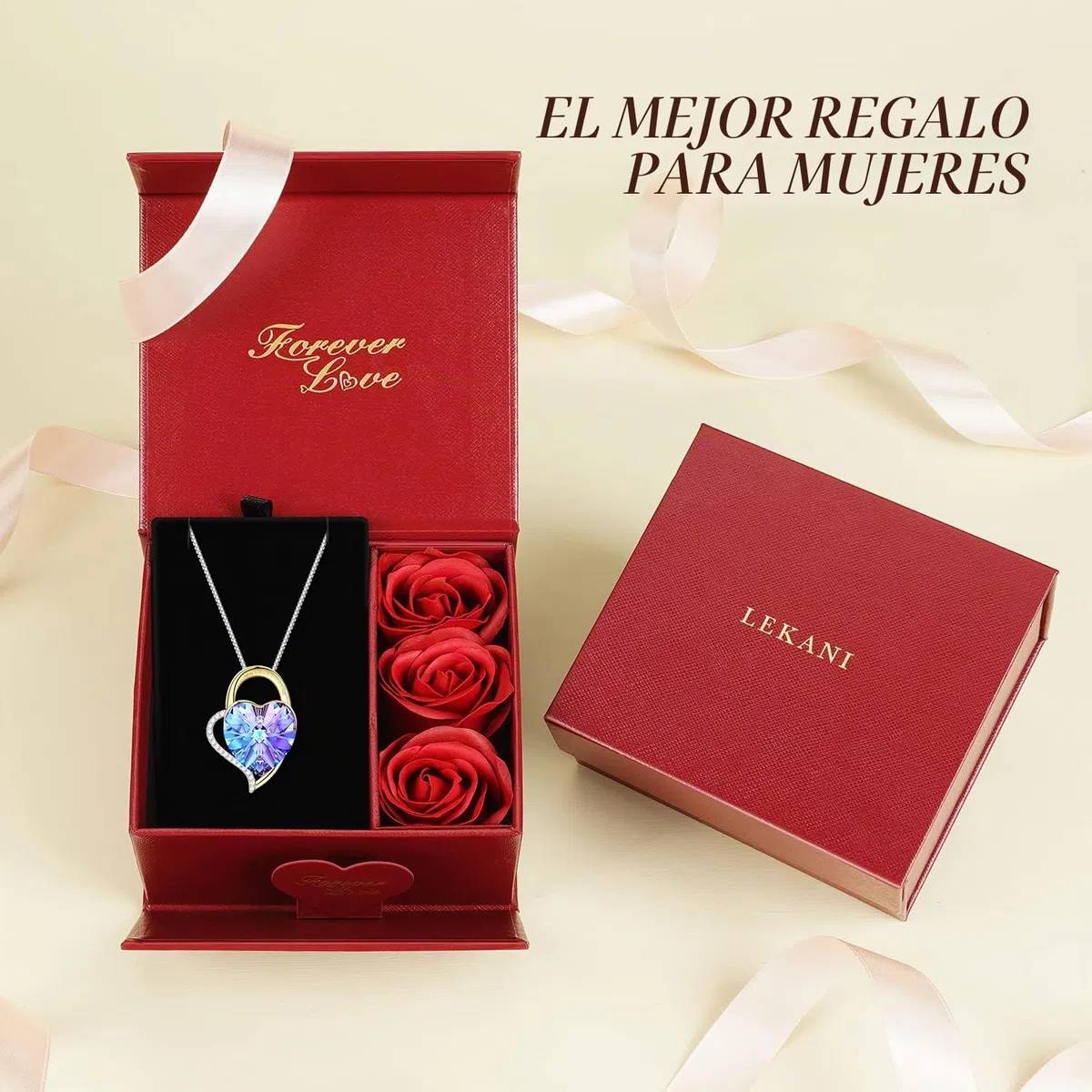"Eterna Amor"Collares Mujer Plata Colgante Corazon con Cristal de Austriacos Joyas Regalos Originales para Mujer Madre Abuela Esposa Cumpleaños Aniversario Navidad San Valentín Regalo
