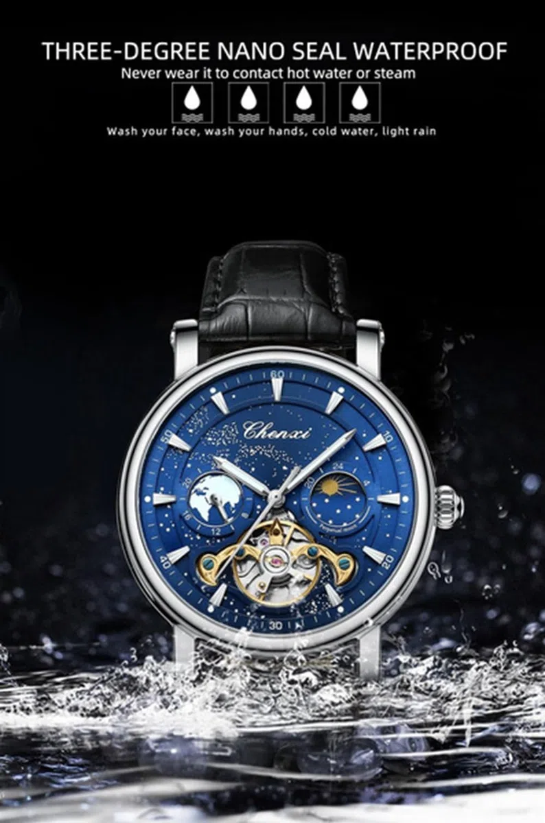 Reloj mecánico automático para hombre, reloj Tourbillon de lujo, impermeable, luminoso, cronógrafo