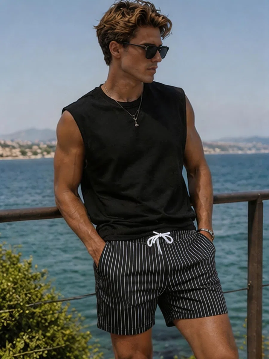 Pantalones cortos de algodón para hombre, de 12,7 cm, informales, de verano, con cintura elástica, ajuste clásico, para uso diario, para entrenamiento