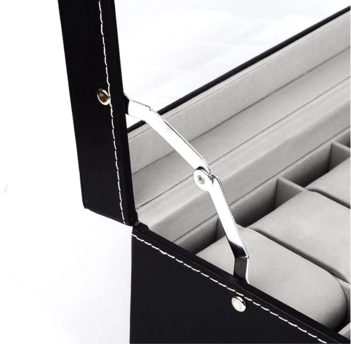 Caja De Reloj Organizador De Joyas Caja De Reloj 12 Ranuras Caja De Almacenamiento De Exhibición De Doble Capa Tapa De Vidrio con Cerradura De Metal Estuche para Relojes(Black)