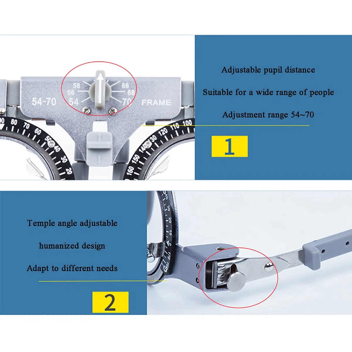 Montura de Prueba óptica Universal, Montura de Prueba óptica PD Ajustable, Montura de Gafas de optometría de Titanio Ultraligera, para escuelas, hospitales, oftalmología, Tiendas ópticas