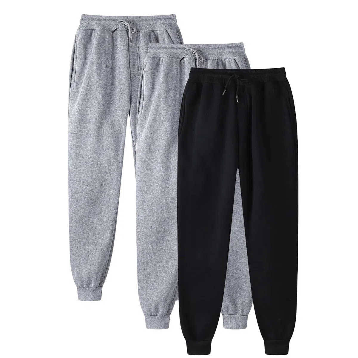 Generisch Pantalones de chándal holgados para hombre, 3 unidades, cómodos, elásticos, ajustados, ajuste atlético, transpirables, pantalones deportivos para correr, pantalones de sudadera, cintura