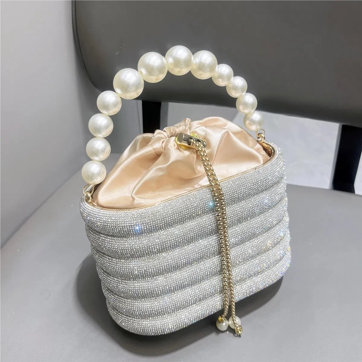Bolso de mano de noche con diamantes de imitación, bolso de mano, bolso de hombro, bolso de mano de cristal brillante, bolso tipo cubo Para Boda Novia Banquete