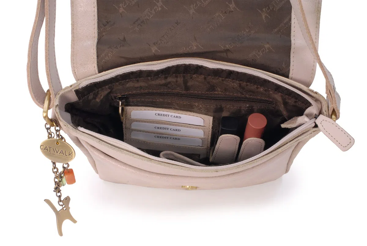 Catwalk Collection Handbags - Bolso Bandolera de Mujer - Bolso Cruzado Mediano de Piel - Messenger Bag de Cuero Envejecido - Sabine M