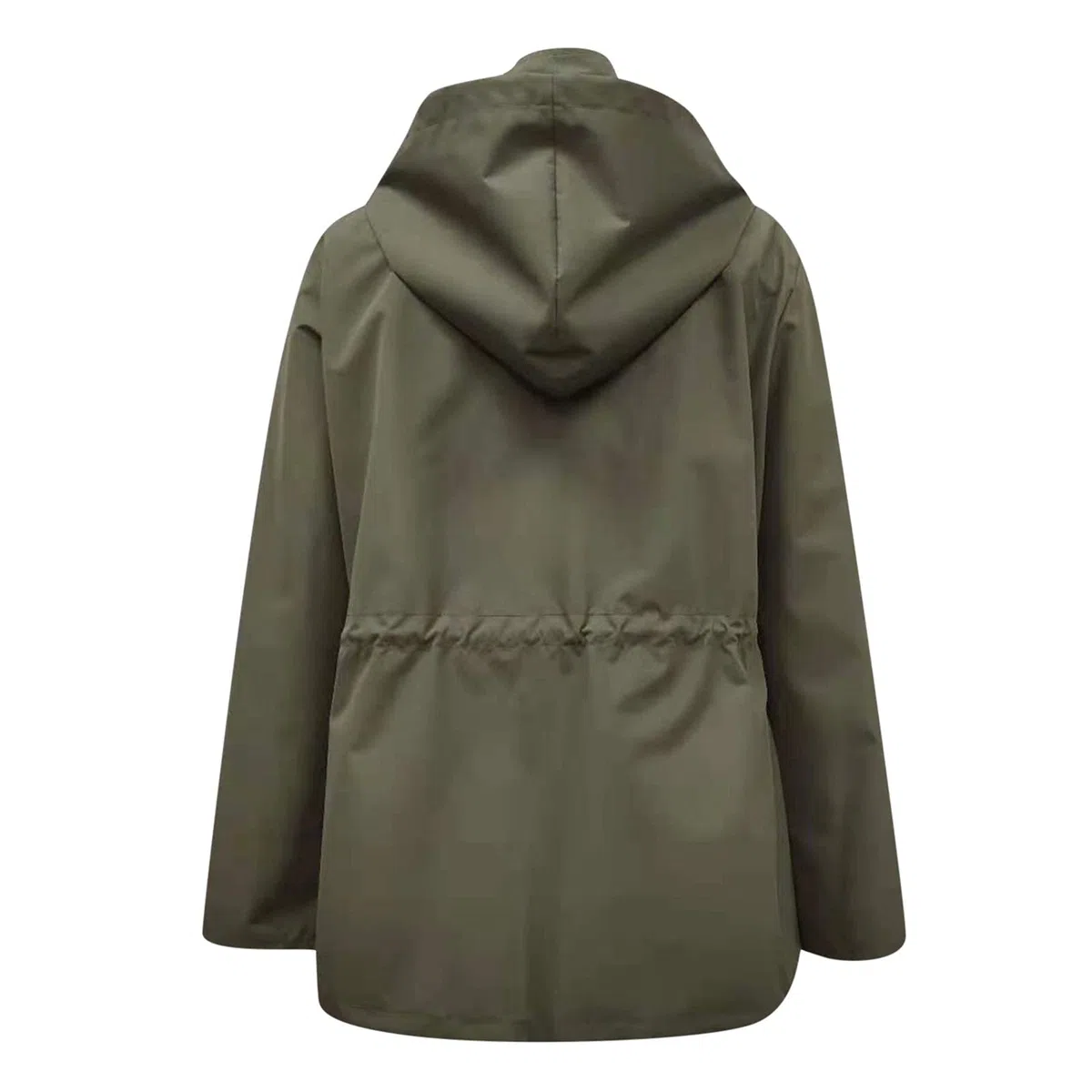 Chubasquero impermeable casual de las mujeres con cremallera sólida con capucha