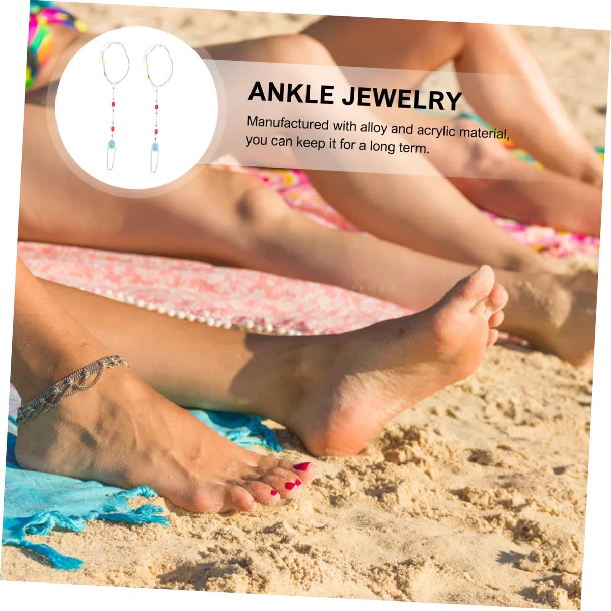 Healvian 5 Series Tobilleras De Verano Con Cuentas Para El Dedo Del Pie Tobilleras Para Mujer Con Cuentas Pulseras De Acrílico Para Mujer 2 piezas x 5