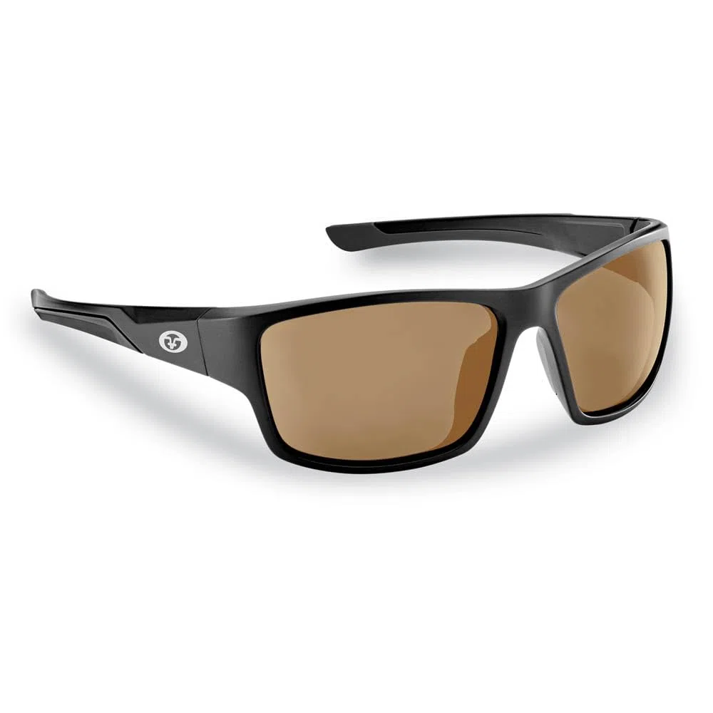 Flying Fisherman Gafas de sol polarizadas Sand Bank, protección UV para pesca, navegación y deportes al aire libre, Montura: negro mate/lente: ámbar, Medium