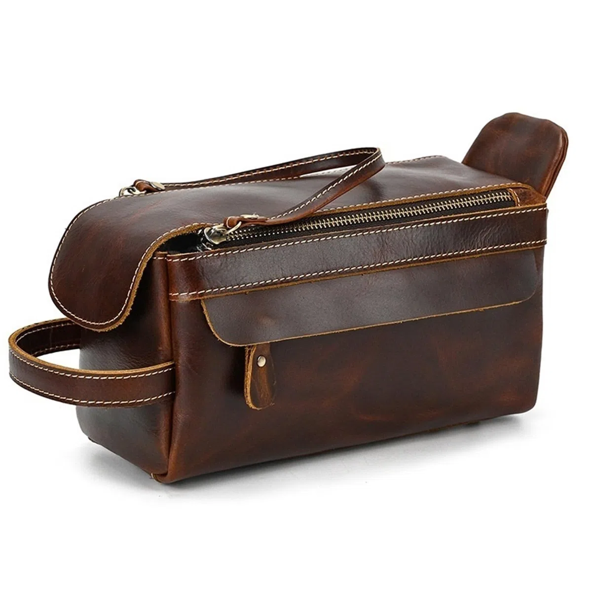 Bolsas de Aseo Neceser de Piel Vaca for Hombre, Neceser for cosméticos, for Mujer, for Guardar Maquillaje para Viajes, Gimnasio(Brown)