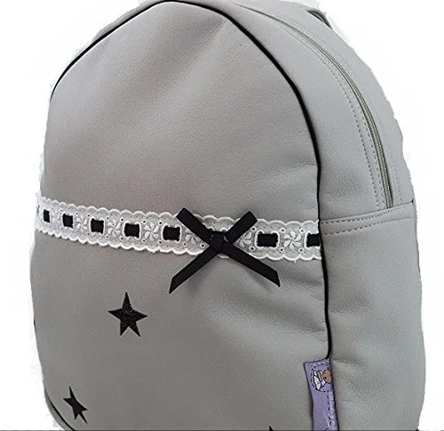 Mochila Infantil de Polipiel - Mochila Personalizable para Bebé - Modelo Sydney - Color Gris + Negro - Medidas 28 x 24 x 11 cm - Personalizar Regalos - Handmade - Hecho en España - Nenel