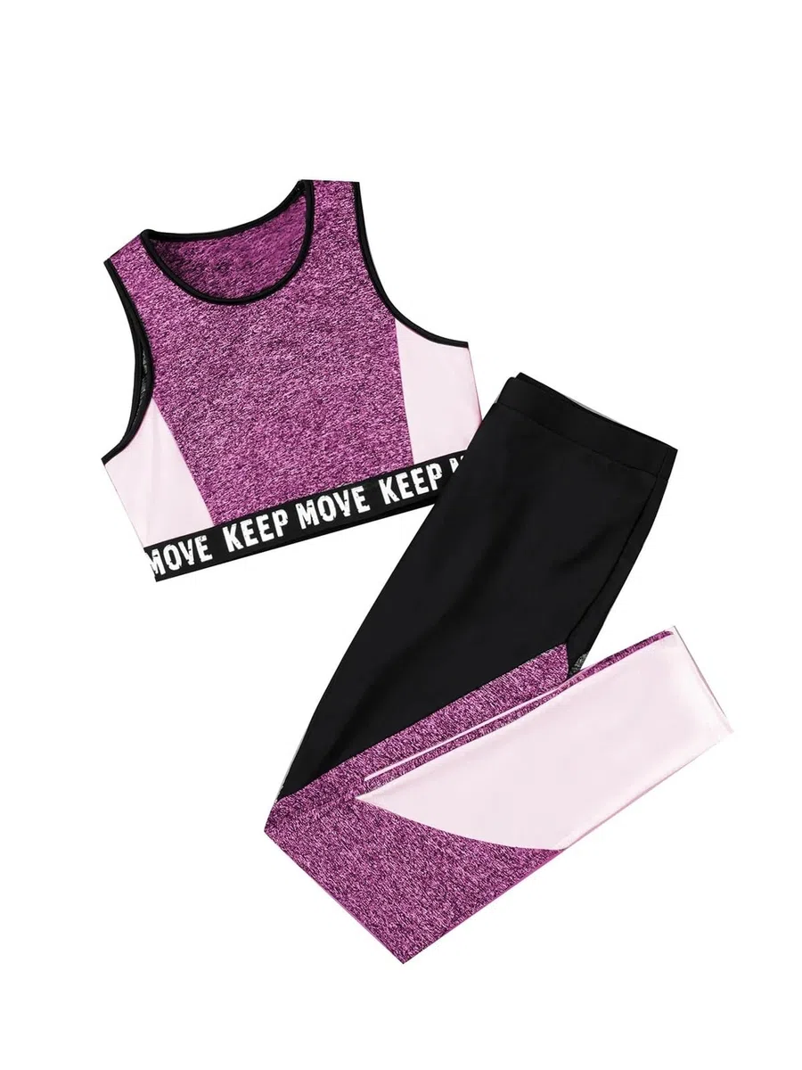 Conjunto Deportivo Niña Conjuntos de entrenamiento for niños y niñas, camisetas sin mangas con cuello redondo y mallas deportivas, conjunto for bádminton, correr, senderismo y entrenamiento(Blue,6)
