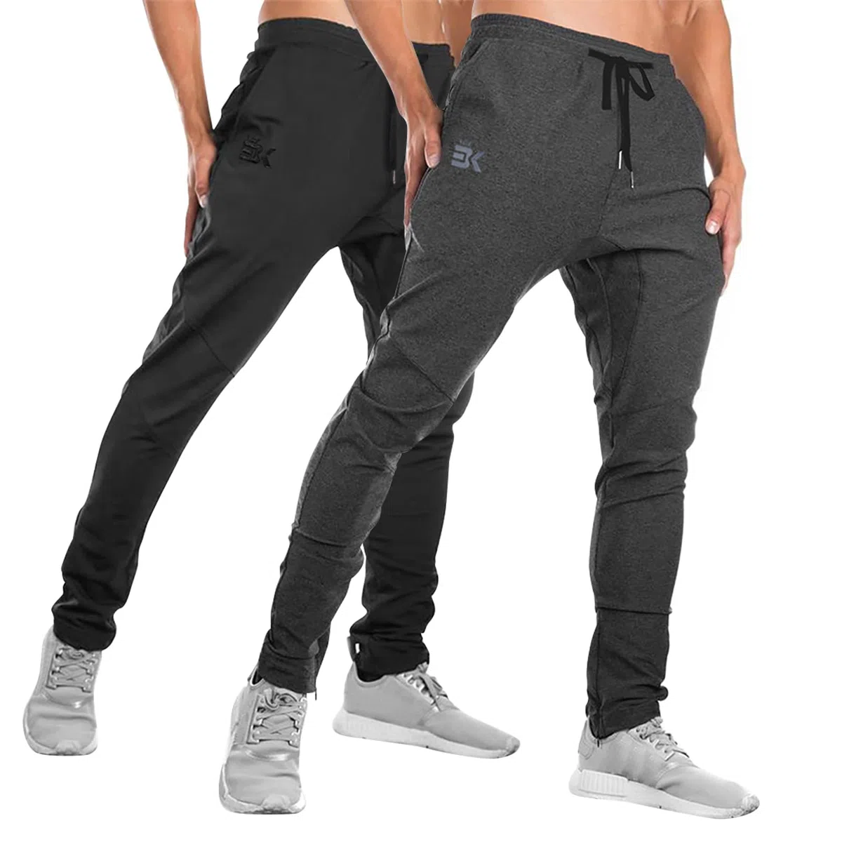 Brokig - Pantalones de deporte para hombre, corte ajustado, con bolsillos dobles