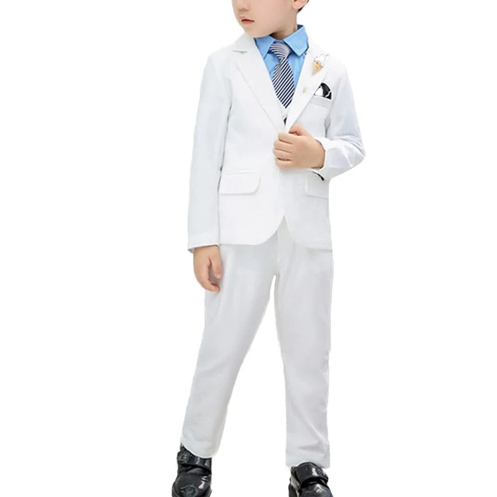 Traje de Boda para 2-12 Años Niños Trajes de Ajustado Traje Formal a Cuadros Trajes de Ceremonia para Niños Graduación Traje Chicos Conjunto de Traje Elegante para Bautizo Comunión Traje de Esmoquin