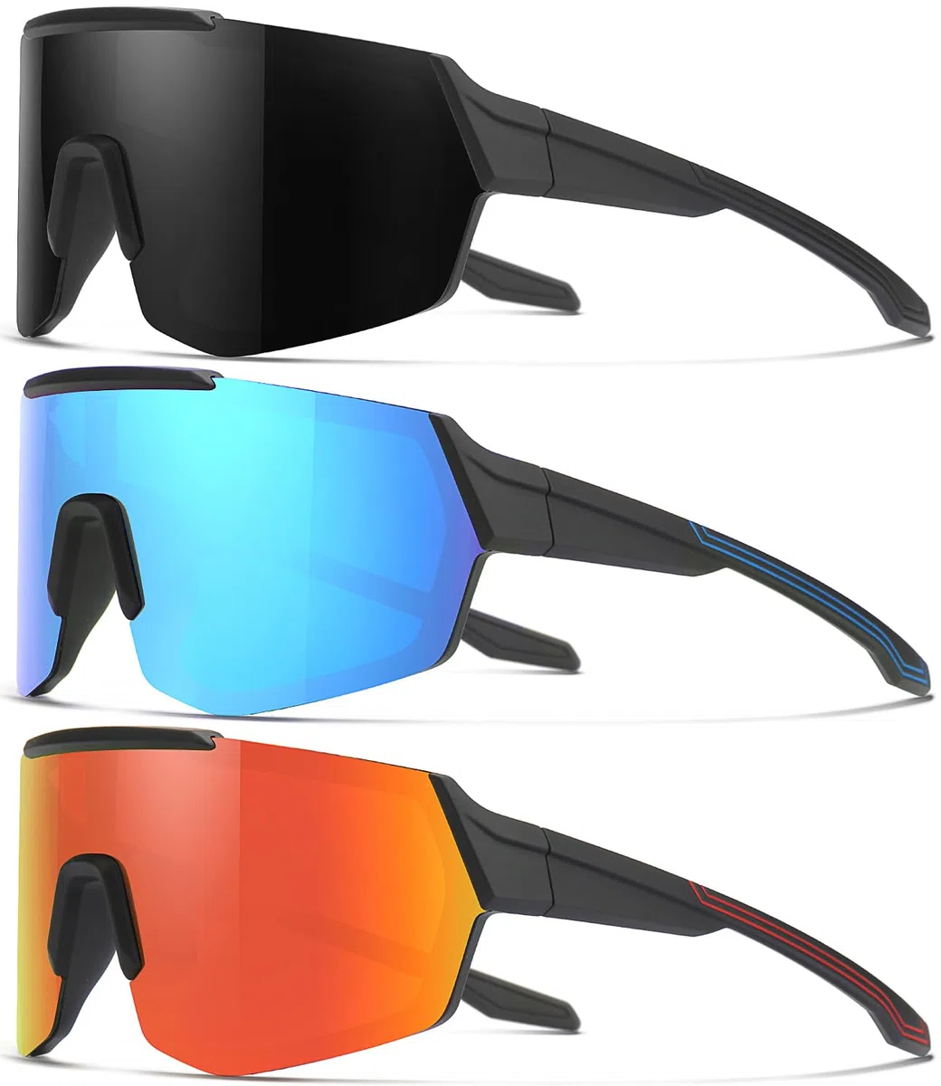 SEKKAF Paquete de 3 lentes de sol polarizados de béisbol para niños y niñas, para deportes, sóftbol, protección UV