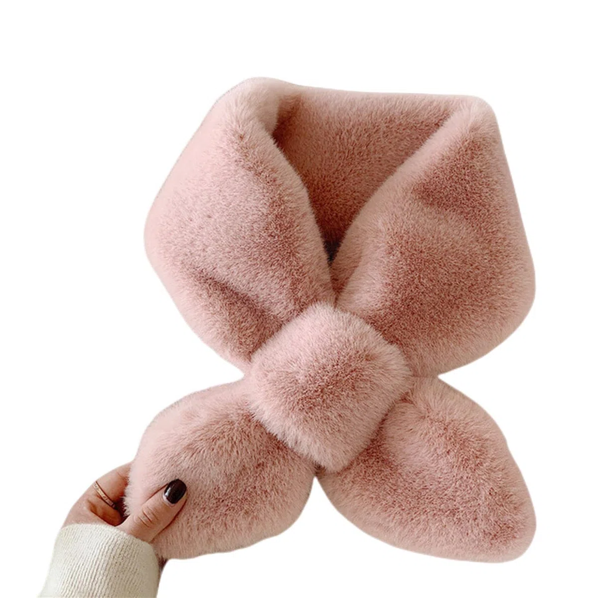 MOGSA Bufandas falsas de piel de conejo para mujer, bufanda gruesa de invierno para otoño