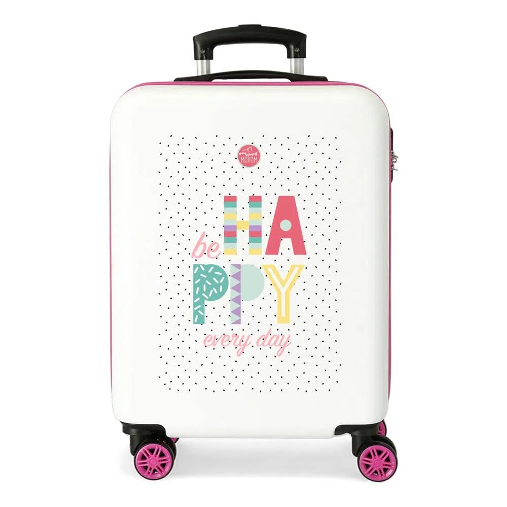 MOVOM Be Happy, Maleta De Cabina Rígida 55cm Niñas, Multicolor, Media