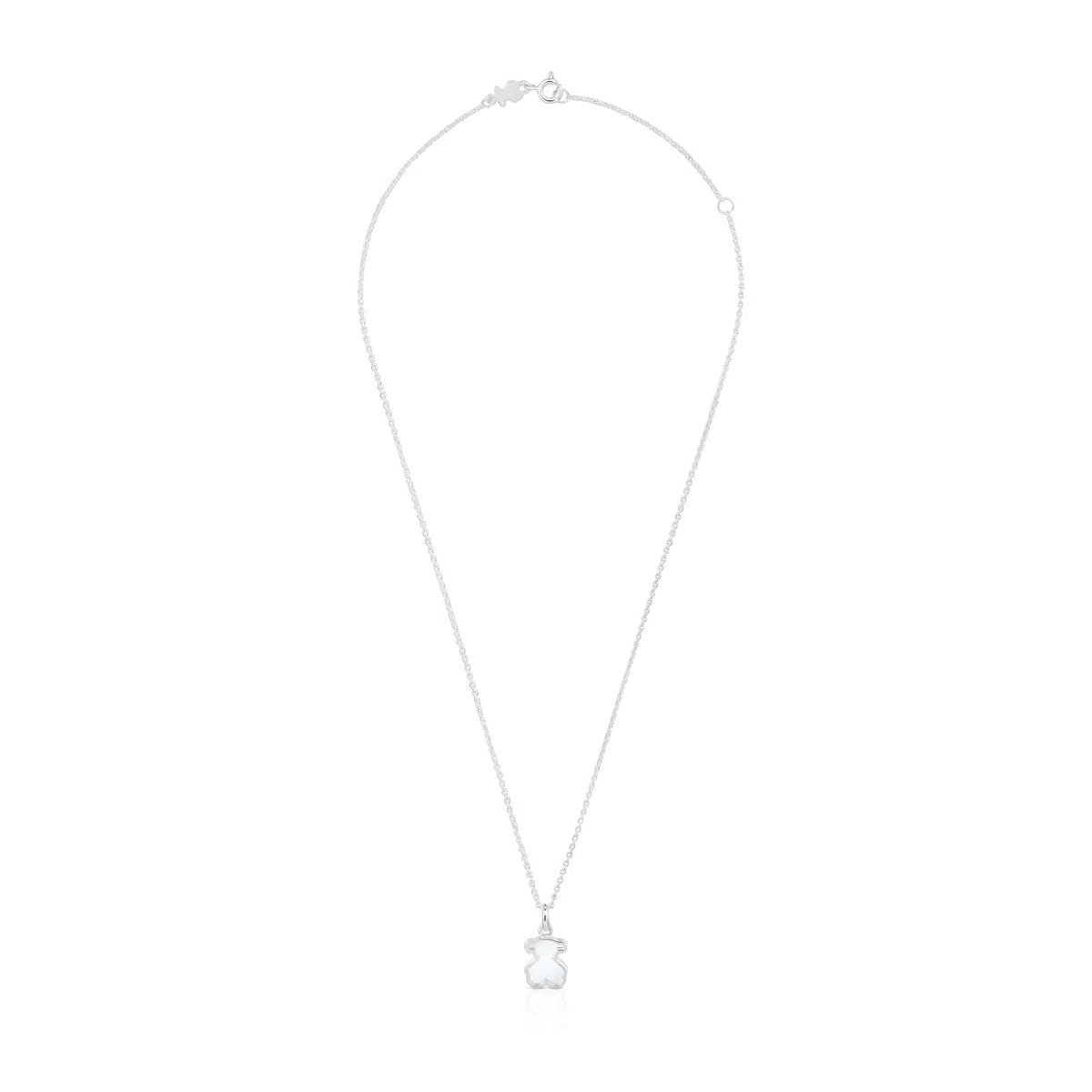 TOUS Collar Corto para Mujer de Plata de Primera Ley y Metacrilato blanco, Colección Galaxy