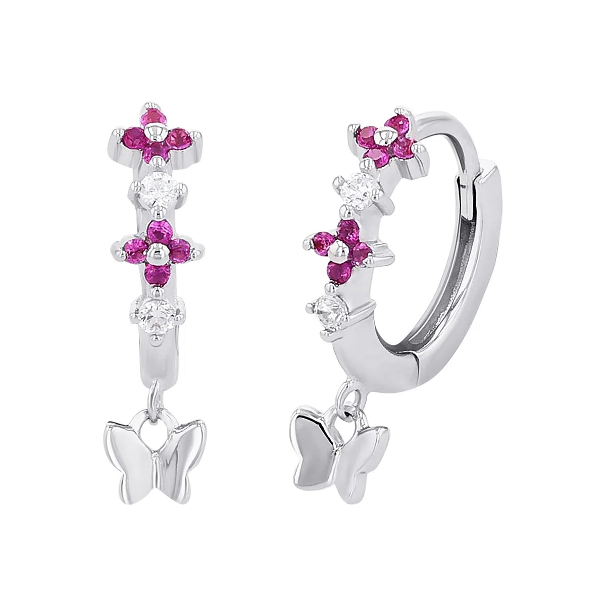 Prinzessin Lillifee Pendientes de aro en Plata de Ley 925 para niñas, con circonitas sintéticas, se entregan en caja regalo de joyería