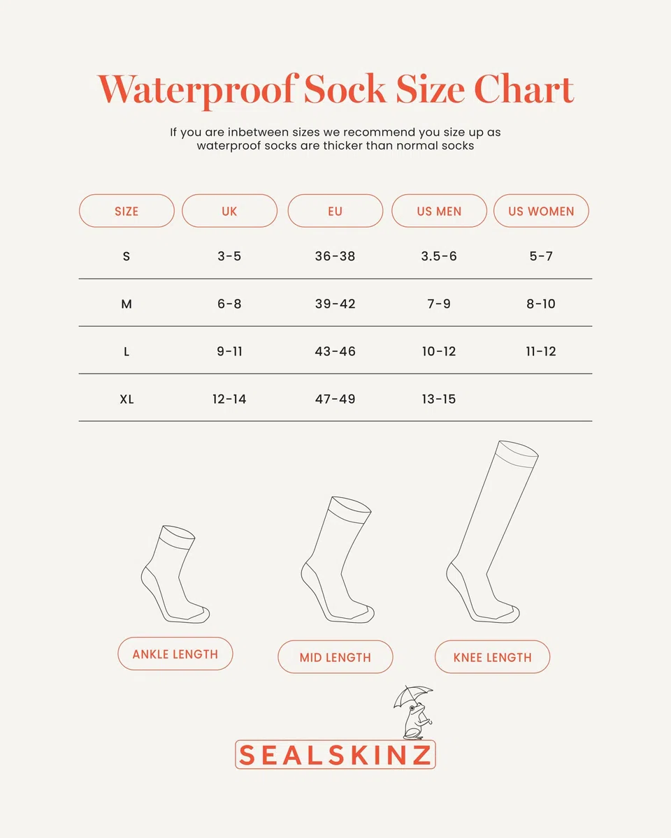 SEALSKINZ Holverstone Waterproof Mid Length Lightweight Running Sock