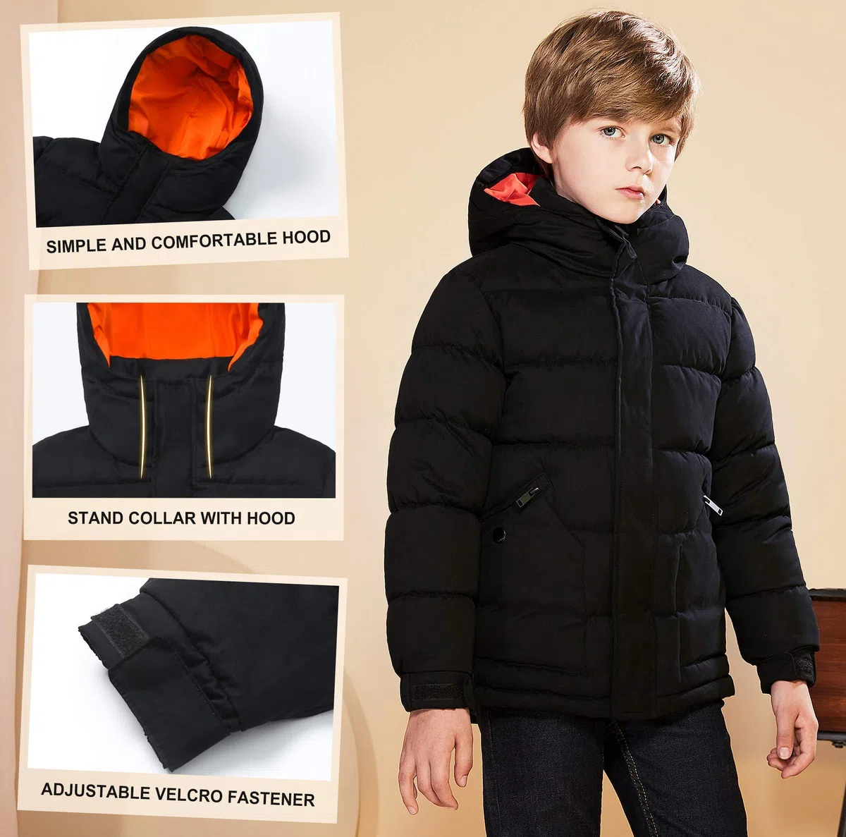 SOLOCOTE Niños Invierno Pesado Resistente al Agua Abrigo Niños Puffy Parka Gruesa Forro Suave con Capucha Outwear