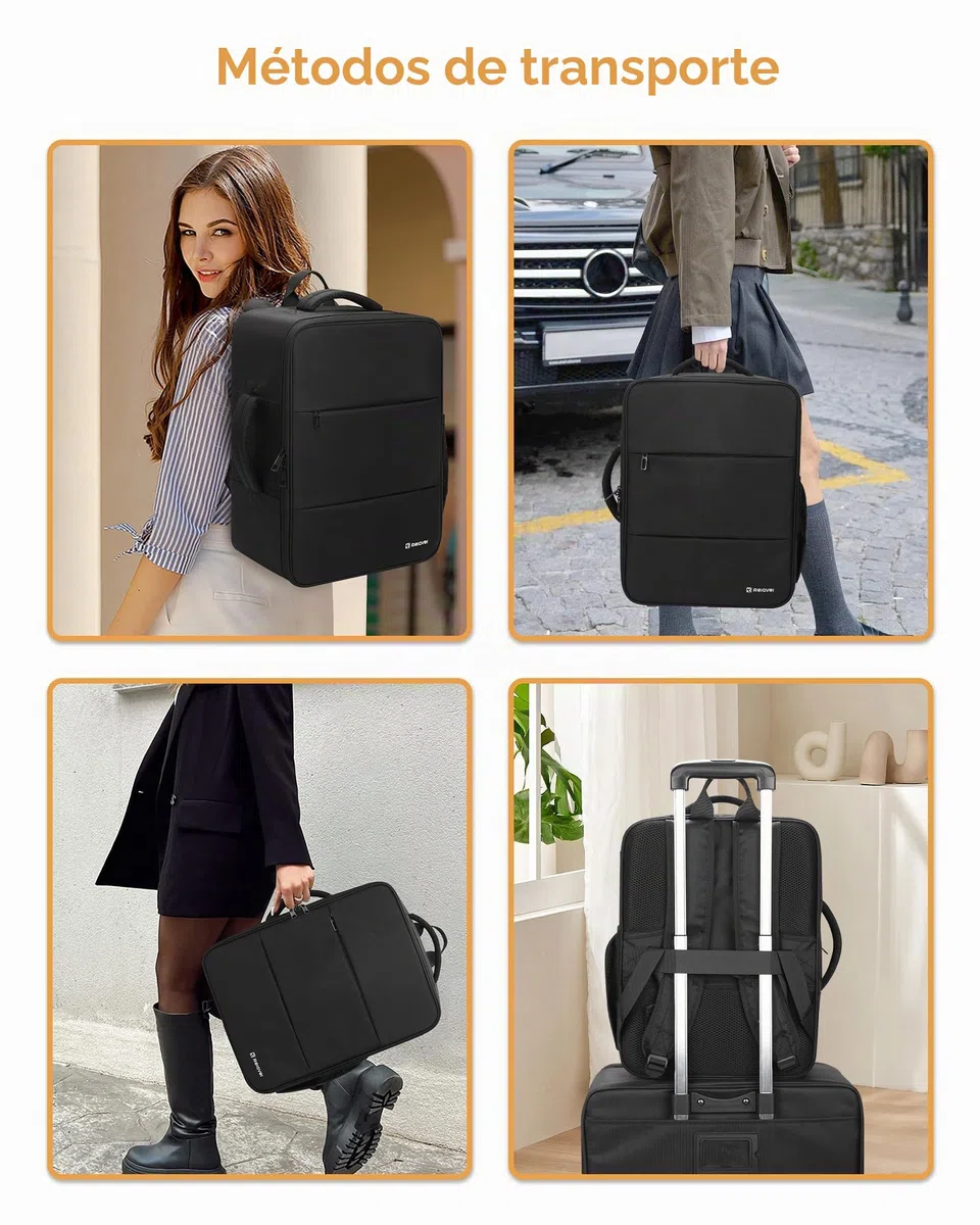 Relavel Mochila de maquillaje XL, estuche profesional de viaje para artistas de maquillaje, con 4 bolsillos transparentes, caja organizadora de pinceles con separadores para cosméticos, herramientas