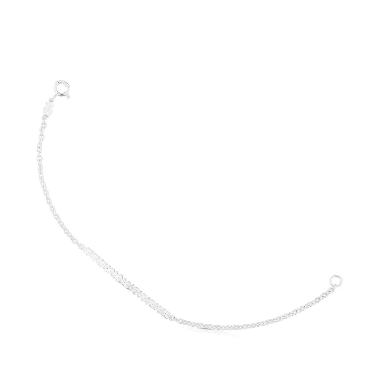 TOUS Pulsera de Plata de Primera Ley para Mujer con Motivo de 3.4cm, 17.5 cm de Largo, Clásica y Elegante, Colección Straight