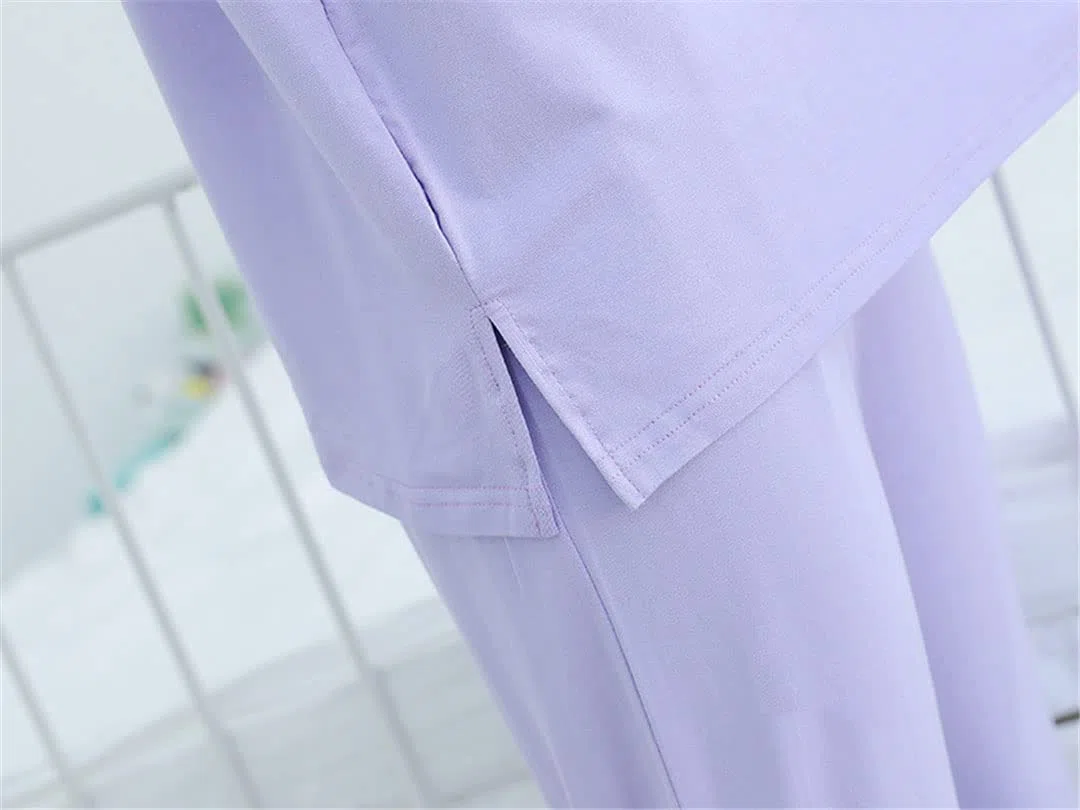 Conjunto de pijama de manga larga de algodón modal cómodo otoño e invierno para mujer, morado claro, XL