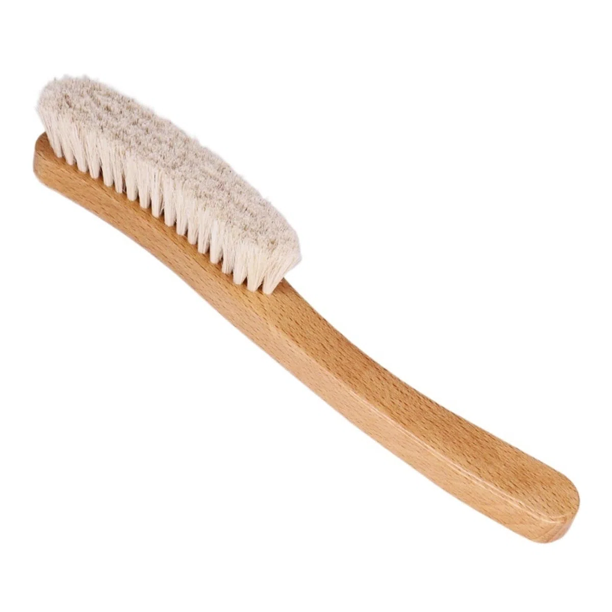 Cepillo de pelo de caballo para pulir zapatos, mango largo, cerdas suaves para una limpieza y pulido eficaces