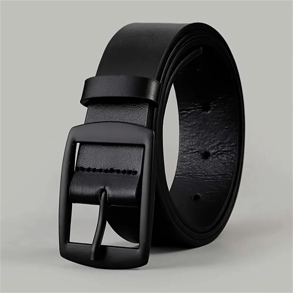 Yeuyyben Cinturón de piel sintética para hombre, hebilla de metal, cinturón de cintura para jeans, talla grande