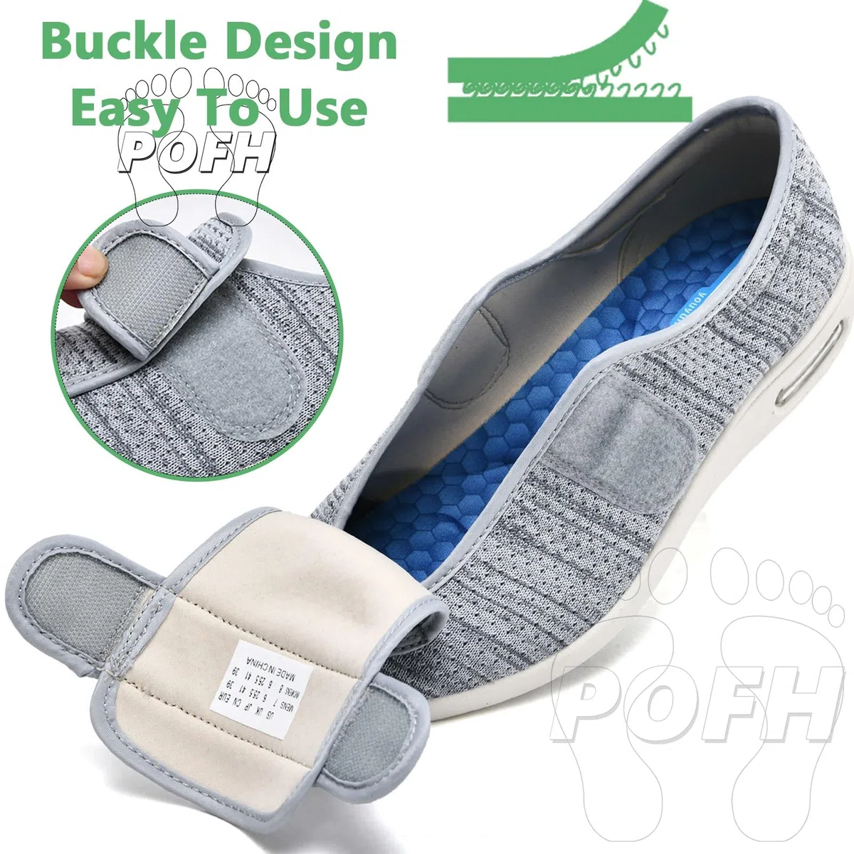 Zapatos Pies Anchos, Zapatillas Mujer Ortopedica Zapatos Juanetes Mujer Zapatos Mujer Ancho Especial Verano Zapato De Salud Cómodo (Color : BlackGrey, Size : 43.5 EU)
