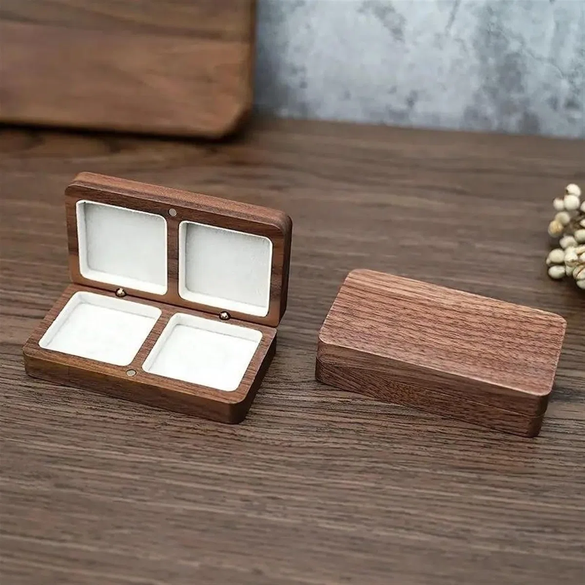 Organizador de Collares, joyero de Madera con Doble Compartimento para Guardar Pendientes, Anillos, Collares, expositores, Anillos, Estuches de Almacenamiento, Estuches para Pendientes.
