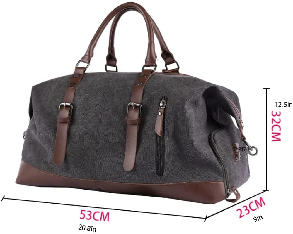 Bolsas de Lona de Viaje Equipaje Grande Hecho a Mano Bolsa de Lona Carryall Weekender Travel Overnight Gym Sports Carry On Duffel Bag para Hombres y Mujeres para Viajes Deportes Gimnasio