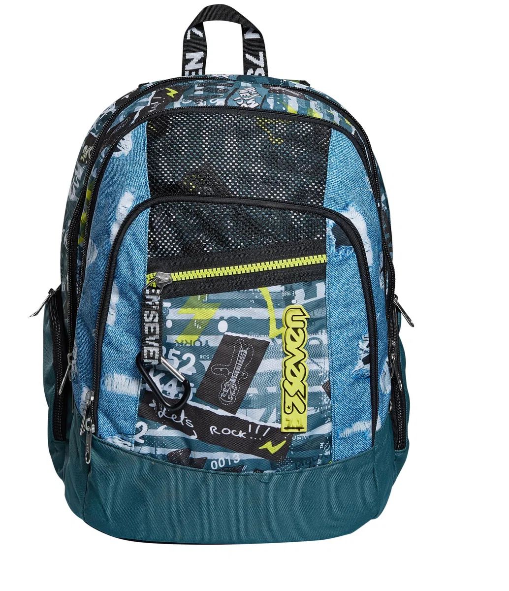Seven Mochila Doble Compartimiento ADVANCED SELFIE REMOTE CONTROLL YOU ROCK, Abyss - Mochila Escolar, Escuola Primaria, Secundaria, Colegio para niñas, niños, hombres, mujeres y adolescentes