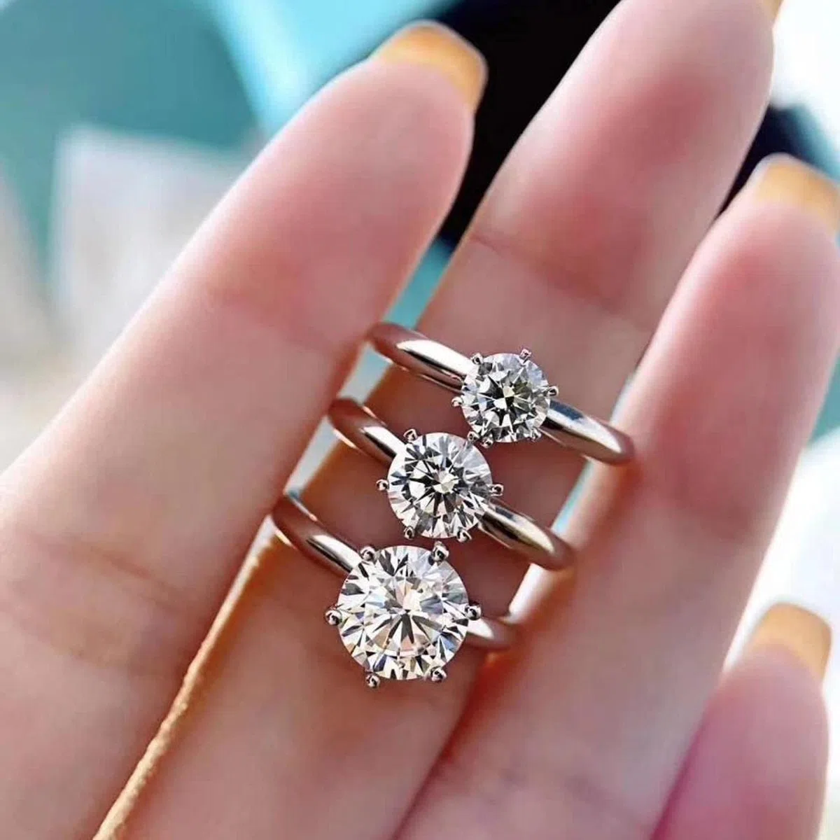 Anillos de compromiso de moissanita de color D de 0,5 ct-3 ct para mujer anillo de plata real ajustable joyería fina chapada en oro blanco de 18 quilates
