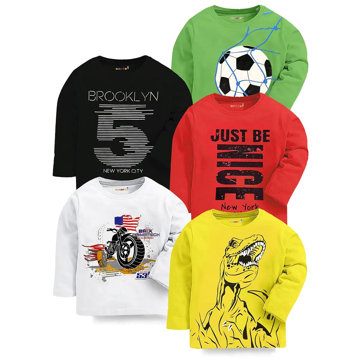 Kuchipoo Camiseta de manga larga para niño de algodón de ajuste regular, Multi 1, 9-10 Años