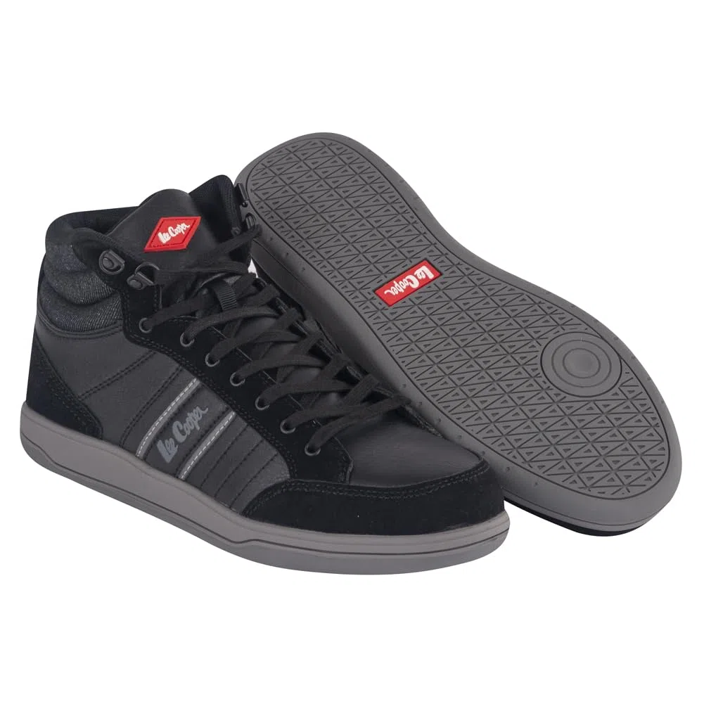 Lee Cooper LCSHOE099 Ropa de trabajo para hombre, puntera de acero mediana, entresuela de seguridad, S1P SRA Zapatos de seguridad para el trabajo, Gris/Negro, 43 EU