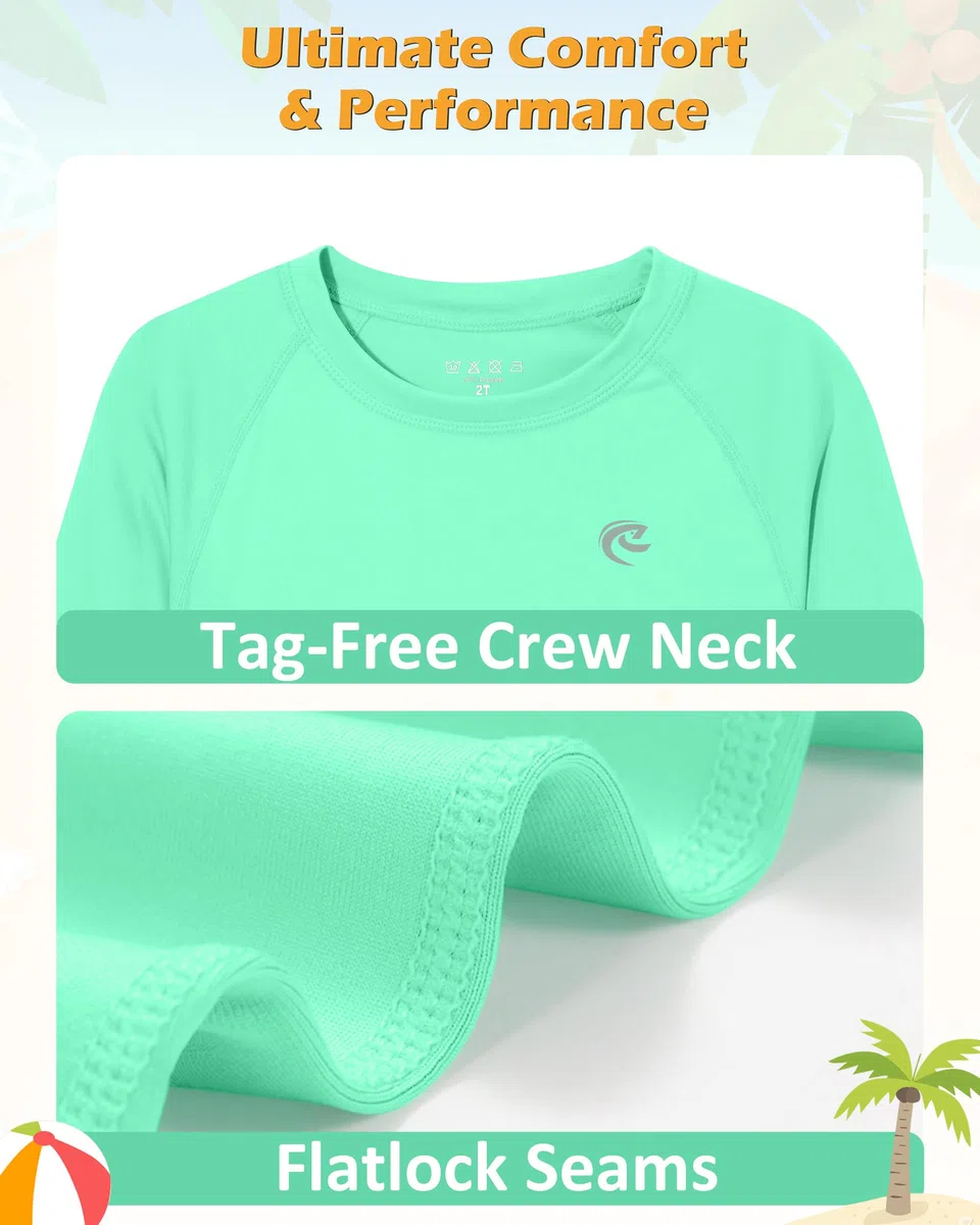 Camiseta de natación de manga larga UPF 50+ para niños, paquete de 1 o 2 unidades de protección solar UV, camisetas de agua SPF para niños y jóvenes para playa y surf
