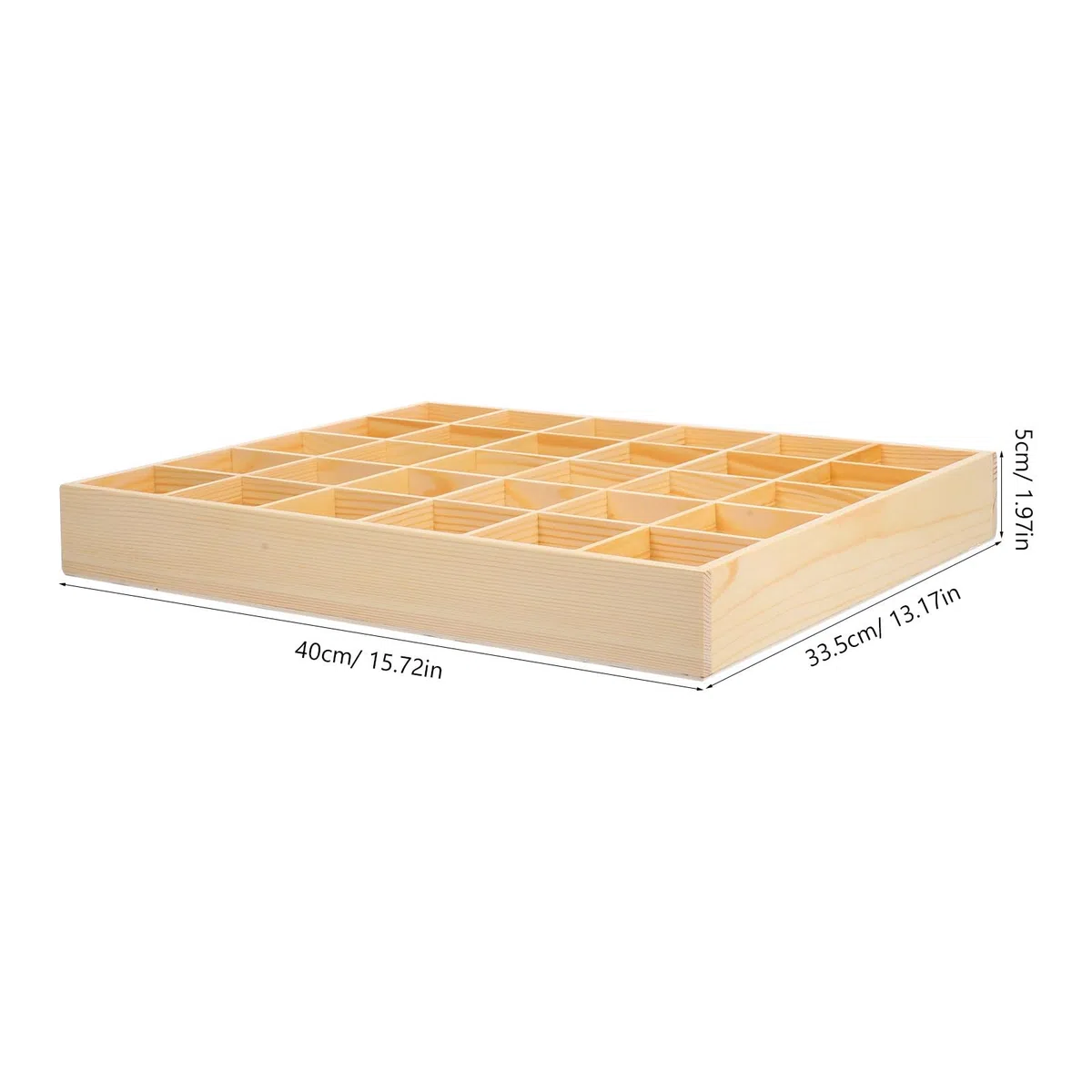 Organizador Calcetines Bandeja para Joyas y Pequeños Objetos con 30 Compartimentos de Madera Apilable, Adecuado para Tocador y Hogar