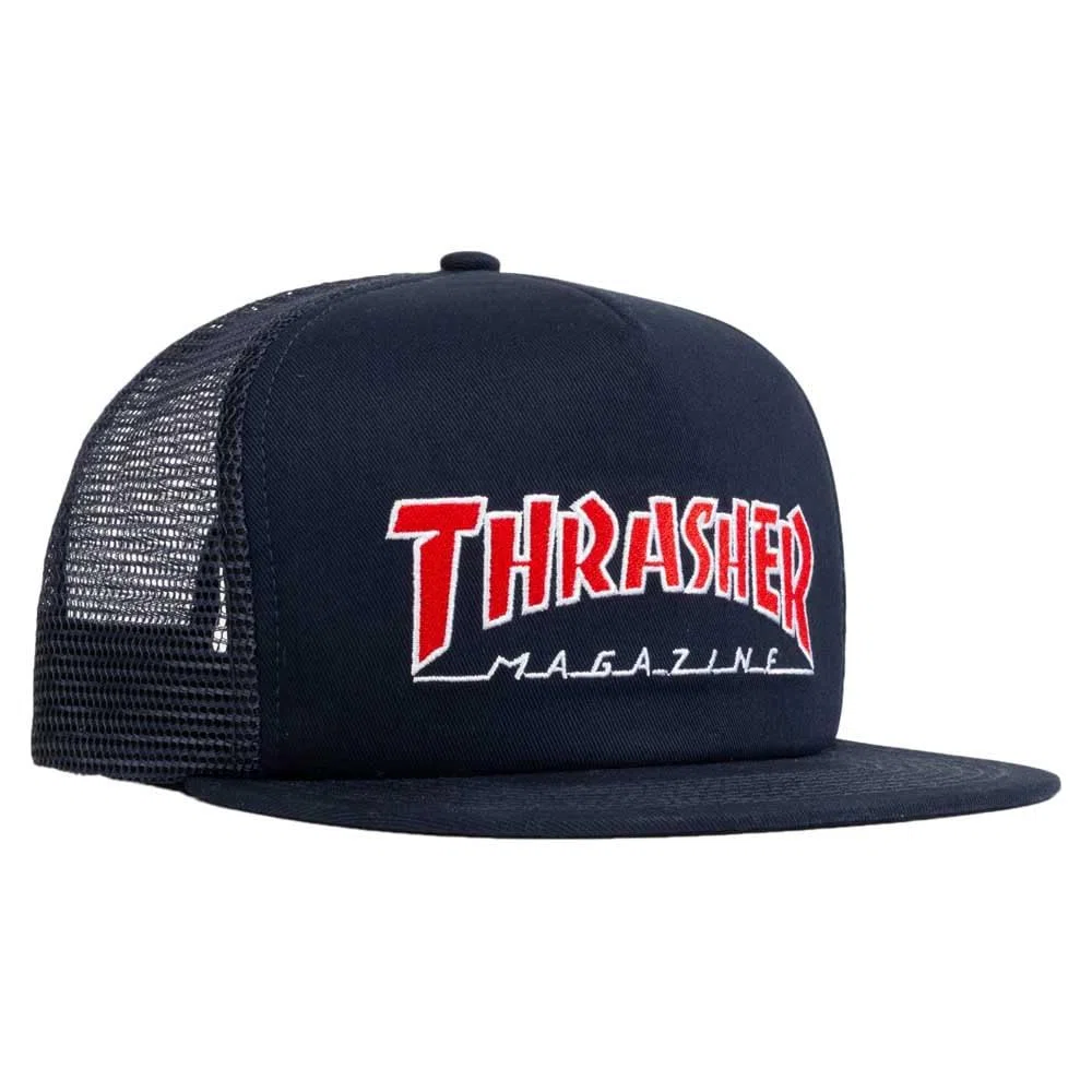 Thrasher Gorro de malla bordado, color azul marino