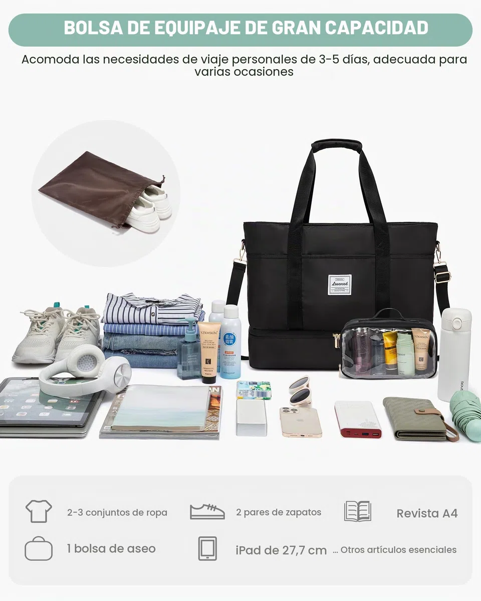 LOVEVOOK Grandes Bolsa de Viaje Mujer, Bolso Maternidad Hospital Travel Bag | Bolso Viaje Fin de Semana Bolsa de Mano Equipaje, Impermeable Macuto Viaje Bolsas Deporte Gimnasio Mochila Gym