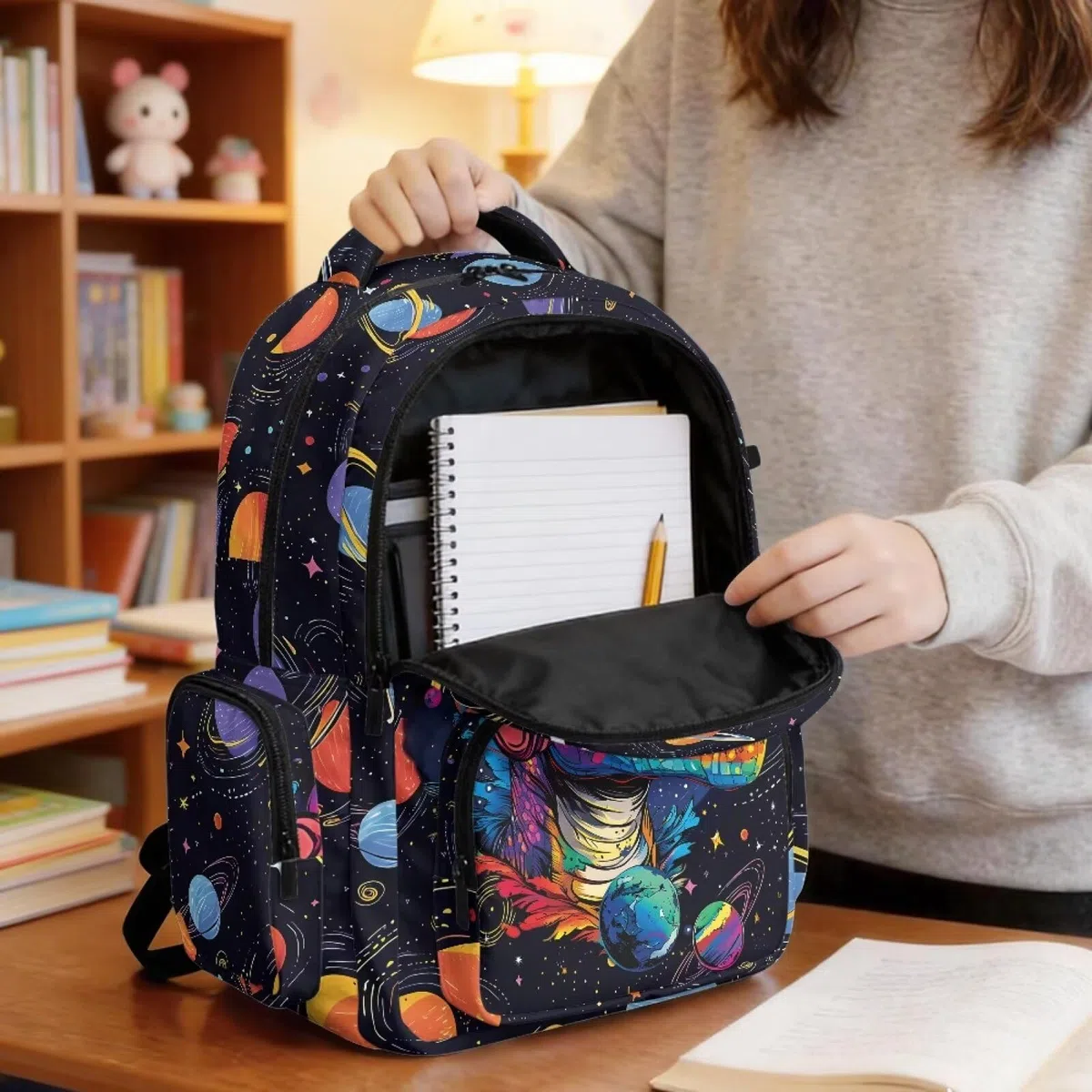 Mochila personalizada para niños con nombre, mochila escolar de 17 pulgadas, Dinosaurio divertido, L, Casual