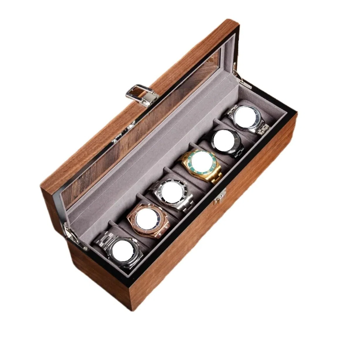 Caja De Relojes De Madera Maciza Caja de reloj madera for hombre, almacenamiento relojes viaje, organizador, colección exhibición portátil