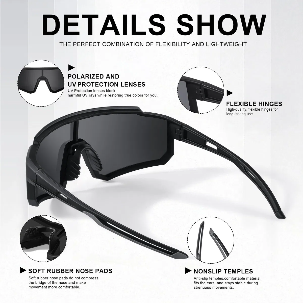 Gafas de sol polarizadas cuadradas para hombres y mujeres, con montura ligera, con protección UV
