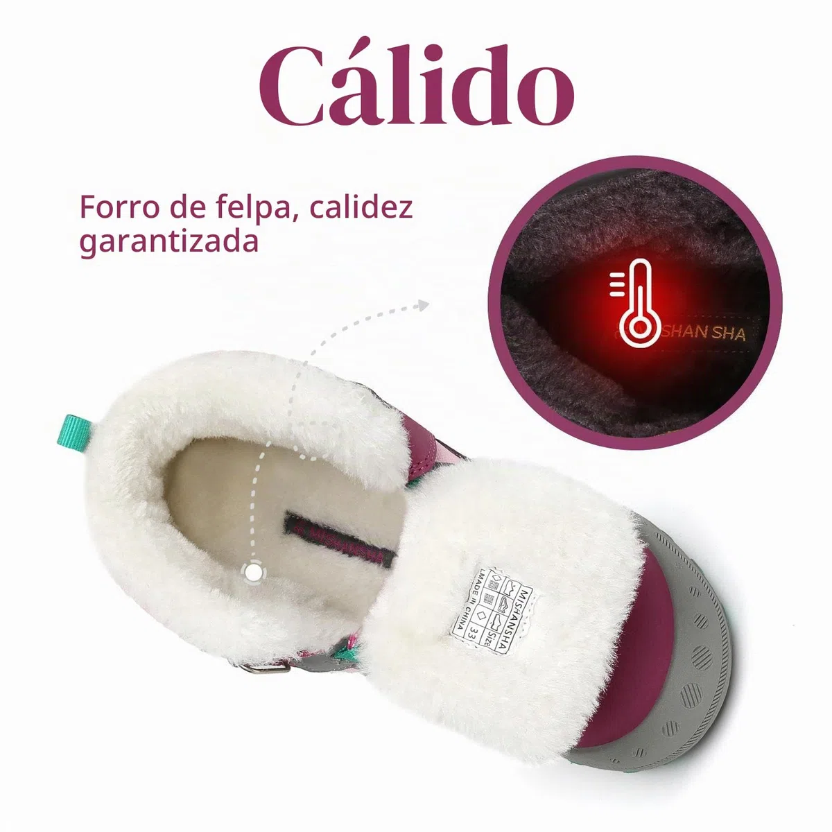 Mishansha Botas de Nieve Niño Botas Antideslizantes, Morado 27 | Forro cálido, cierre de autollenado, puntera reforzada, suela con dibujo, colegio, paseos, nieve