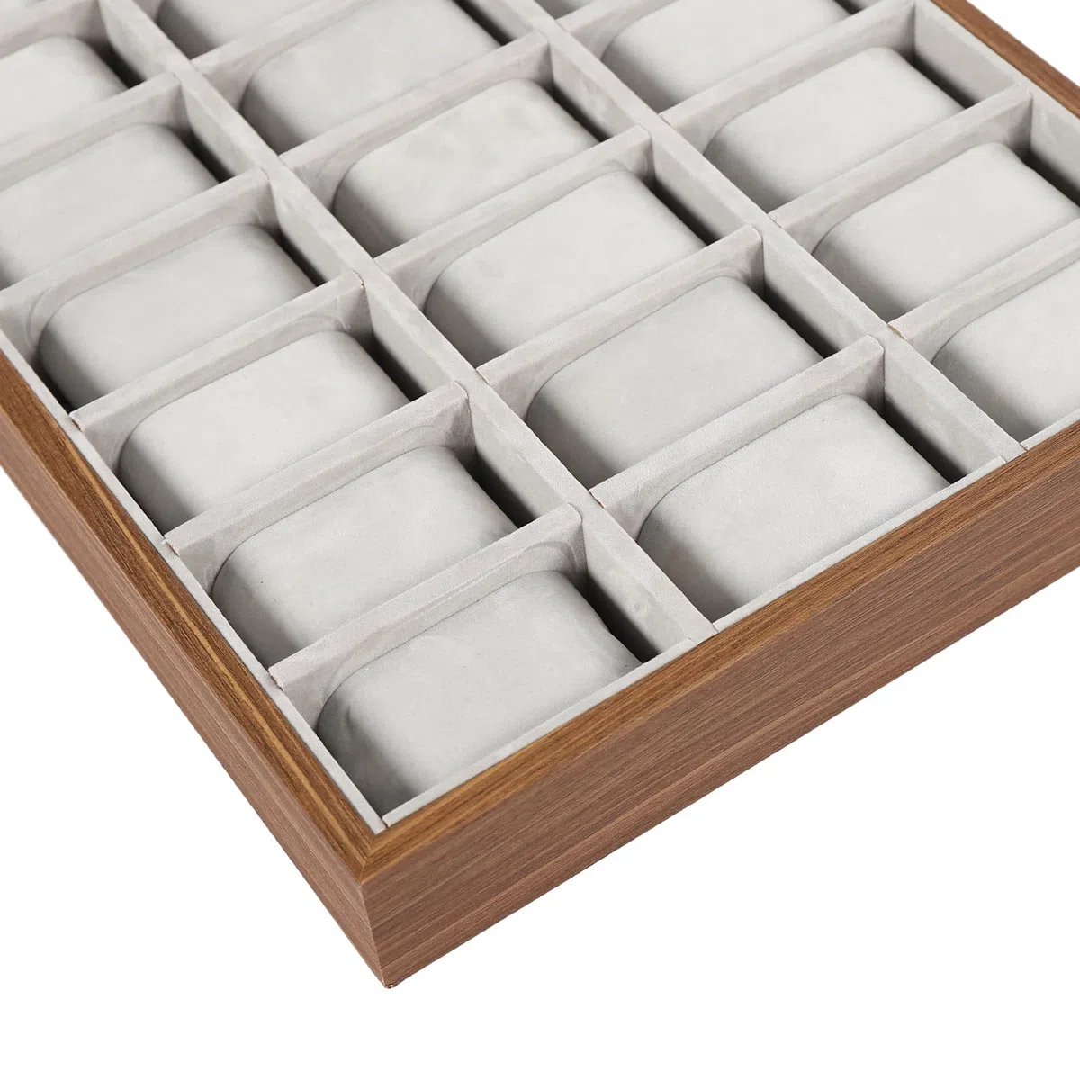 Caja de reloj para 30 relojes, caja de reloj con 30 compartimentos, caja de reloj con cojín extraíble, textura de madera, caja de almacenamiento 53,5 x 29,2 cm