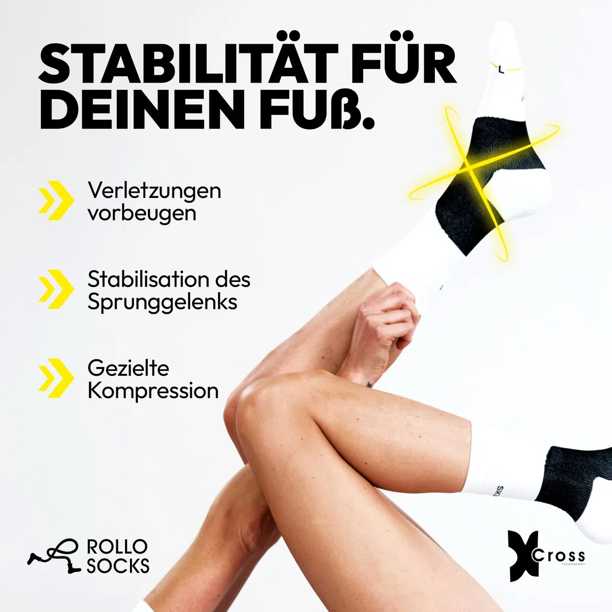 ROLLO SOCKS Team 5.0 - Calcetines para correr con compresión específica, para correr, para el tobillo, tobillo, calcetines deportivos, adecuados para cualquier deporte