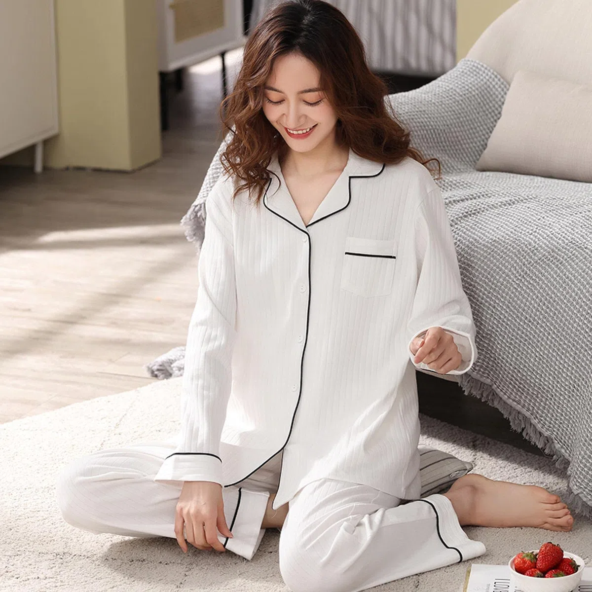 Un Pijama Cómodo Pijama Mujer De Pijamas Hombre Conjuntos De Pijamas De Algodón Puro para Mujer, 2 Piezas, Traje De Pijama, Ropa D