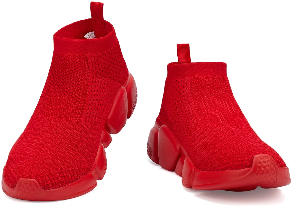 Santiro Zapatillas de correr para hombre, Zapatos transpirables, de punto, ligeras, deportivas, informales, deportivas., Rojo (Rojo), 40 EU