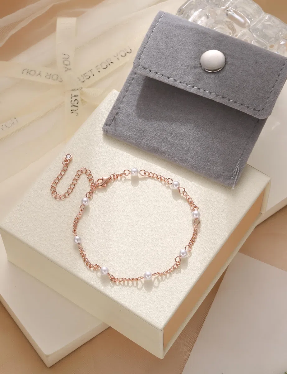 HHRFCS Pulseras de Perlas de Agua Dulce para Mujer Pulsera de Perlas Hecha a Mano Ajustable Cadena de Mano Chapado en Oro de 18 Quilates/Oro Rosa/Oro Blanco Elegantes Joyas con Cuentas Regalos para