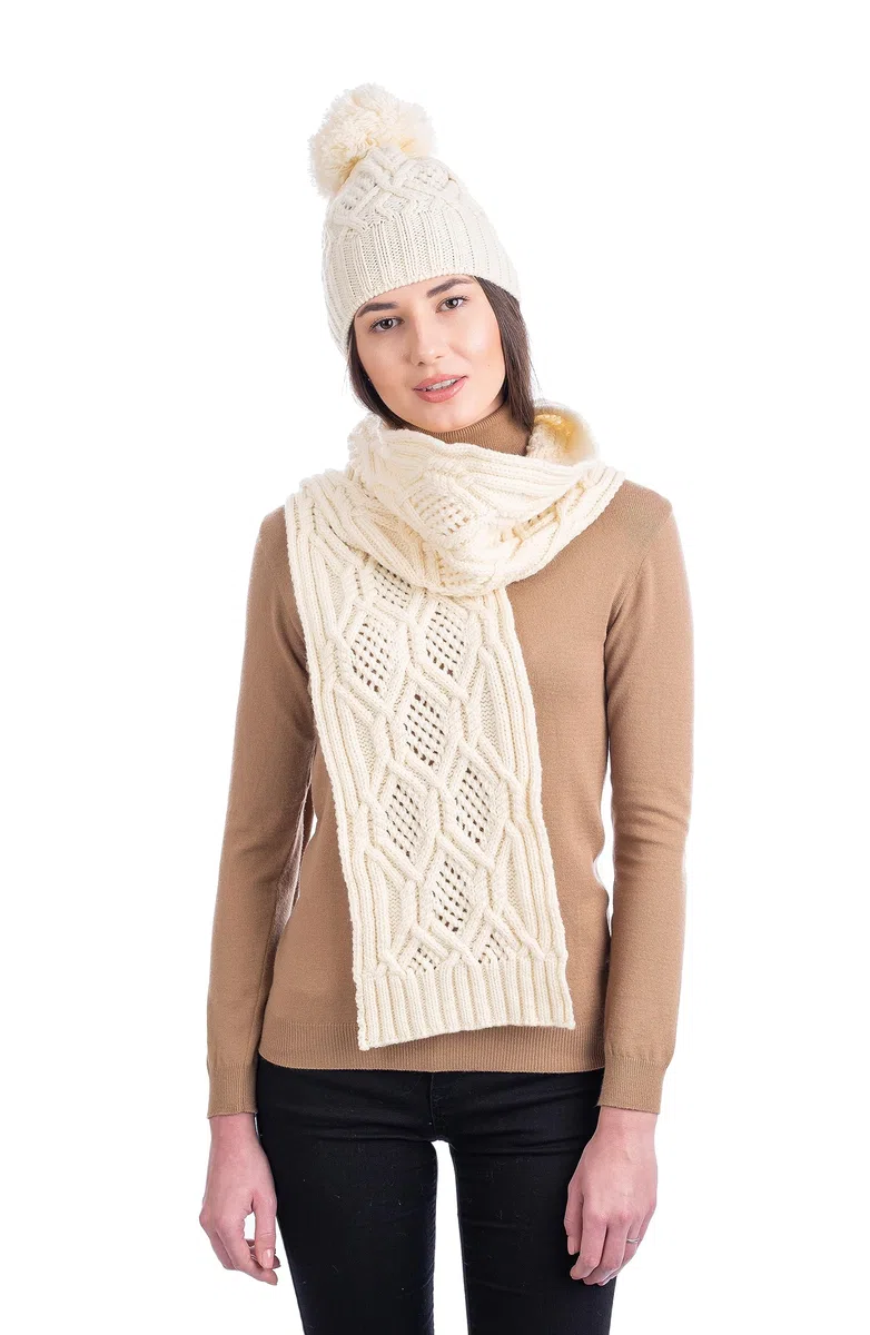 SAOL Conjunto de gorro y bufanda para mujer, 100 % lana merino, regalo de San Patricio