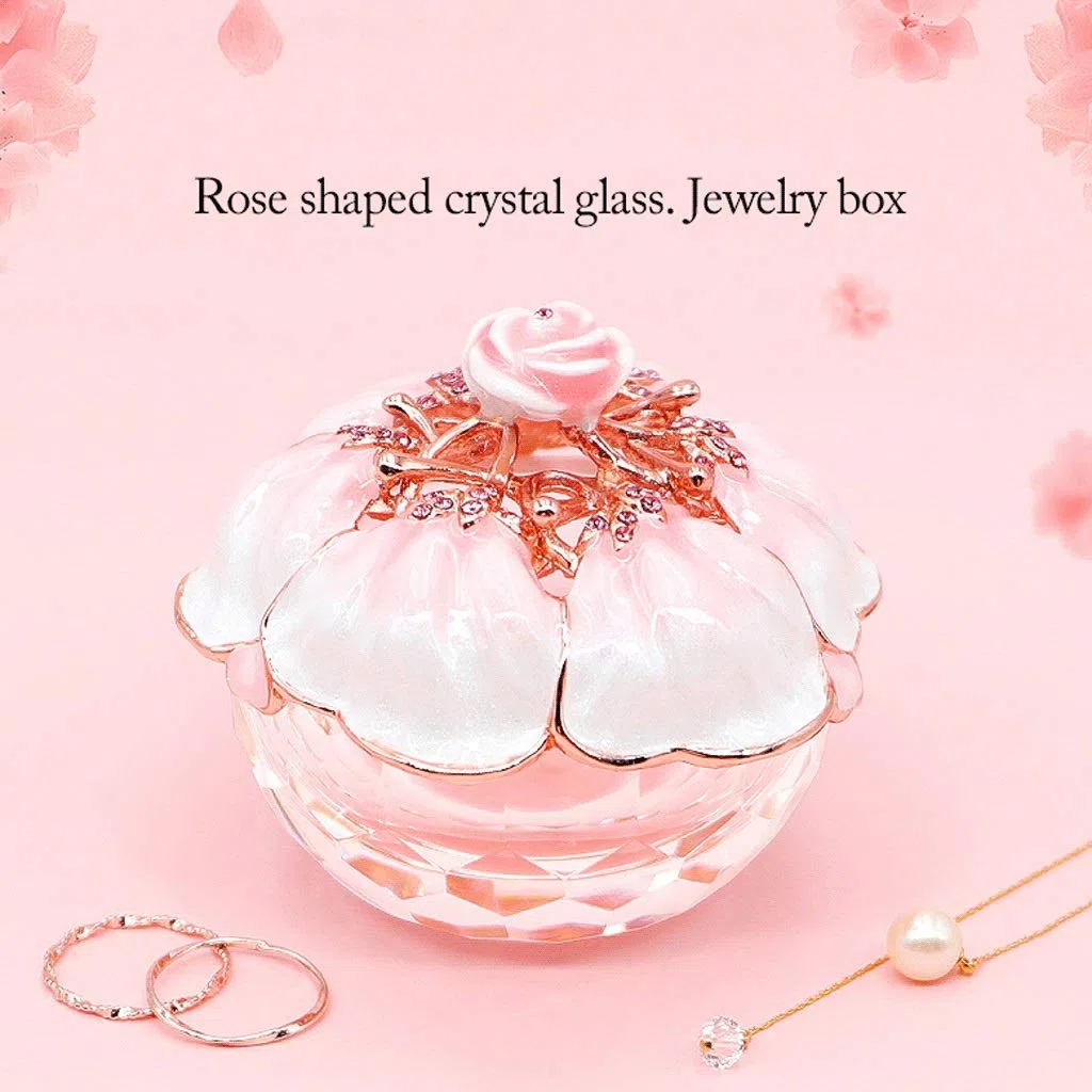 NZPOST Joyero de Cristal con Tapa de aleación de estaño, pequeño joyero, Organizador de Joyas, Anillos, Collares y Recuerdos.
